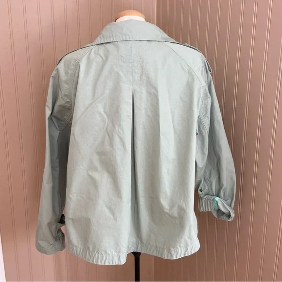 Anthropology Mint Green/Light Turquoise Cropped Trench Jacket Women’s L - Picture 7 of 9
